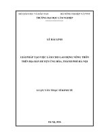 Giải pháp tạo việc làm cho lao động nông thôn trên địa bàn huyện ứng hòa, thành phố hà nội 