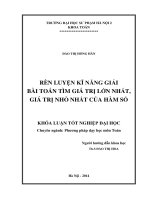 Rèn luyện kĩ năng giải bài toán tìm giá trị lớn nhất, giá trị nhỏ nhất của hàm số