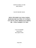 PHÂN TÍCH HIỆU QUẢ HOẠT ĐỘNG KINH DOANH TẠI CÔNG TY CỔ PHẦN XÂY DỰNG CÔNG TRÌNH GIAO THÔNG 586 – CÔNG NGHIỆP CẦN THƠ