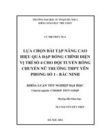 Lựa chọn bài tập nâng cao hiệu quả đập bóng chính diện vị trí số 4 cho đội tuyển bóng chuyền nữ trường THPT yên phong số 1   bắc ninh