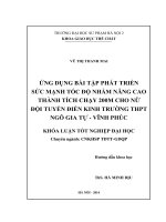 Ứng dụng bài tập phát triển sức mạnh tốc độ nhằm nâng cao thành tích chạy 200m cho nữ đội tuyển điền kinh trường THPT ngô gia tự   vĩnh phúc