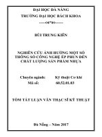 Nghiên cứu ảnh hưởng một số thông số công nghệ ép phun đến chất lượng sản phẩm nhựa