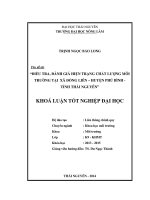 Điều tra, đánh giá hiện trạng chất lượng môi trường tại xã đồng liên – huyện phú bình  tỉnh thái nguyên 