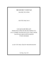 Vận dụng mô hình APT trong đo lường rủi ro hệ thống của các cổ phiếu ngành sản xuất thực phẩm tại sở giao dịch chứng khoán TP Hồ Chí Minh