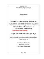 Nghiên cứu khai thác, xây dựng và sử dụng kênh hình trong dạy học một số kiến thức vật lý 11 trung học phổ thông  (tt) 