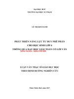 Phát triển năng lực tư duy phê phán cho HS lớp 4 thông qua dạy học giải toán có lời văn (tt) 