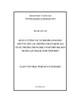 Quản lý công tác xã hội hóa giáo dục đáp ứng yêu cầu trường chuẩn quốc gia ở các trường trung học cơ sở trên địa bàn huyện lập thạch, tỉnh vĩnh phúc
