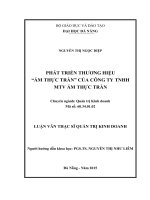 Phát triển thương hiệu  ẩm thực trần của công ty TNHH MTV ẩm thực trần