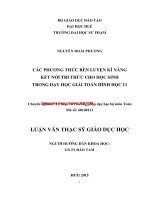 Các phương thức kết nối tri thức cho học sinh trung học phổ thông qua việc dạy học giải các bài toán hình học lớp 11 (tt) 