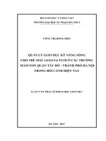 Quản lý giáo dục kỹ năng sống cho trẻ mẫu giáo 5  6 tuổi ở các trường mầm non quận tây hồ   thành phố hà nội trong bối cảnh hiện nay
