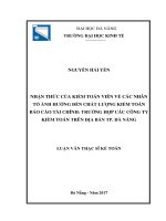 Nhận thức của kiểm toán viên về các nhân tố ảnh hưởng đến chất lượng kiểm toán báo cáo tài chính