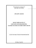 Hoàn thiện quản lý chi ngân sách địa phương tại một số tỉnh ven biển Miền Trung