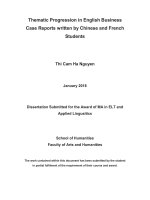 Theme and thematic progression in english business case reports written by chinese and french students (tt) 