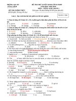 DE THI THAM KHAO môn Tiếng Anh TUYEN SINH LOP 10 Lớp Đề án NN (3 đề)