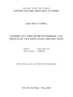 Nghiệm của một số hệ hyperbolic các định luật cân bằng dạng phi bảo toàn 