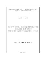 Giải pháp nâng cao chất lượng đào tạo nghề cho lao động nông thôn trên địa bàn huyện vĩnh cửu, tỉnh đồng nai 