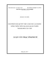 Giải pháp giải quyết việc làm cho lao động nông thôn trên địa bàn quận ô môn, thành phố cần thơ 