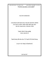 Giải pháp góp phần đẩy nhanh chương trình xây dựng nông thôn mới trên địa bàn huyện thạch hà, tỉnh hà tĩnh 