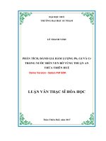 Phân tích, đánh giá hàm lượng pb, cd và cr trong nước biển ven bờ vùng thuận an – thừa thiên huế (tt) 