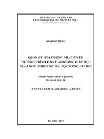 Quản lý hoạt động phát triển chương trình đào tạo ngành giáo dục mầm non ở trường đại học hùng vương