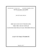 Hiệu quả sản xuất thanh long theo tiêu chuẩn vietgap tại huyện hàm thuận nam, tỉnh bình thuận 