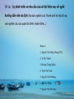 Sự phát triển và nhu cầu của xã hội hiện nay về nghề hướng dẫn viên du lịch( Địa bàn nghiên cứu Thành phố Hà Nội đi sâu vào nghiên cứu các quận Ba Đình, Hoàn Kiếm…)