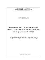 Quản lý sinh hoạt chuyên môn dựa vào nghiên cứu bài học ở các trường trung học cơ sở quận cầu giấy   hà nội