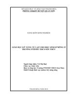 skkn giáo dục kỹ năng tự lập cho học sinh h’mông ở trường PTDTBT THCS sơn thủy 