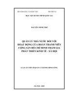 Quản lý nhà nước đối với hoạt động của Đoàn Thanh niên cộng sản Hồ Chí Minh tham gia phát triển kinh tế  xã hội (Luận án tiến sĩ)
