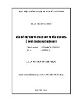 Vấn đề giữ gìn và phát huy di sản văn hóa ở thừa thiên huế hiện nay ( Luận án tiến sĩ)