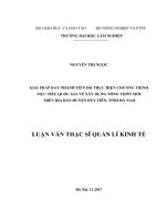Giải pháp đẩy nhanh tiến độ thực hiện chương trình mục tiêu quốc gia về xây dựng nông thôn mới trên địa bàn huyện duy tiên, tỉnh hà nam 
