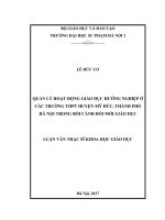 Quản lý hoạt động giáo dục hướng nghiệp ở các trường THPT huyện mỹ đức, thành phố hà nội trong bối cảnh đổi mới giáo dục