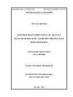 Giải pháp hoàn thiện công tác quản lý ngân sách nhà nước tại huyện thường xuân, tỉnh thanh hóa 