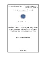 Nghiên cứu thực vật rừng ngập mặn có hoạt tính sinh học tại Vuờn quốc gia Xuân Thủy và đề xuất khả năng sử dụng bền vững