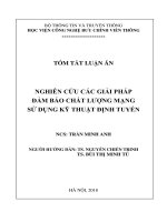 NGHIÊN cứu CÁC GIẢI PHÁP đảm BẢO CHẤT LƯỢNG MẠNG sử DỤNG KỸ THUẬT ĐỊNH TUYẾN tt