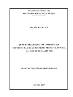Quản lý hoạt động hỗ trợ sinh viên tại trung tâm giáo dục quốc phòng và an ninh, đại học quốc gia hà nội