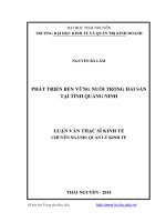 Phát triển bền vững nuôi trồng hải sản tại tỉnh quảng ninh ( Luận án tiến sĩ)