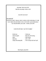 Đánh giá thực trạng chất lượng nước sinh hoạt và đề xuất một số giải pháp cung cấp nước sạch sinh hoạt tại Thành phố Lạng Sơn  Tỉnh Lạng Sơn (Khóa luận tốt nghiệp)