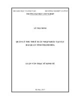 Quản lý thu thuế xuất nhập khẩu tại cục hải quan tỉnh thanh hóa 