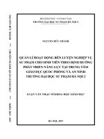 Quản lí hoạt động rèn luyện nghiệp vụ sư phạm cho sinh viên theo định hướng phát triển năng lực tại trung tâm giáo dục quốc phòng và an ninh