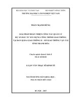 Giải pháp hoàn thiện công tác quản lý dự án đầu tư xây dựng công trình giao thông tại ban QLDA giao thông II   sở giao thông vận tải tỉnh thanh hóa 