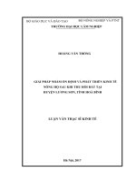 Giải pháp nhằm ổn định và phát triển kinh tế nông hộ sau khi thu hồi đất tại huyện lương sơn, tỉnh hòa bình 