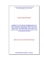 Nghiên cứu xây dựng mô hình quản lý chất thải rắn sinh hoạt tại vùng đất ngập nước ven biển phía nam việt nam (trường hợp cụ thể tại vùng đất ngập nước cần giờ, TP HCM) (tt) 
