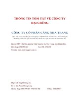 THÔNG TIN TÓM TẮT VỀ CÔNG TY ĐẠI CHÚNG CÔNG TY CỔ PHẦN CẢNG NHA TRANG
