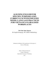 ALIGNING ENGLISH FOR SPECIFIC PURPOSES (ESP) CURRICULUM WITH INDUSTRY NEEDS: LANGUAGE PRACTICES FOR VIETNAM’S GLOBALISED WORKPLACES