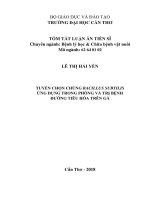 Tuyển chọn chủng bacillus subtilis ứng dụng trong phòng và trị bệnh đường tiêu hóa trên gà  tt