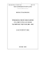 Tính kháng thuốc oseltamivir của vi rút cúm a lưu hành tại miền bắc việt nam, 2001 – 2012 ( Luận án tiến sĩ)