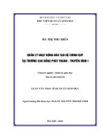 Quản lý hoạt động  đào tạo hệ chính qui tại trường Cao đẳng Phát thanh  Truyền hình I (Luận văn thạc sĩ)