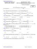 Đề kiểm tra trắc nghiệm chương 1 giải tích lớp 12 lần 2 khảo sát sự biến thiên và vẽ đồ thị của hàm số trường THPT Vinh Lộc, Huế