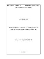 Hoàn thiện công tác quản lý các dự án đầu tư công tại sở nông nghiệp và PTNT thanh hóa 